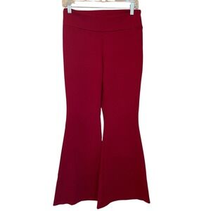 Chatoyant Size L Red Pull On Knit Flare Bell Bottoms Athleisure Made USA Boho